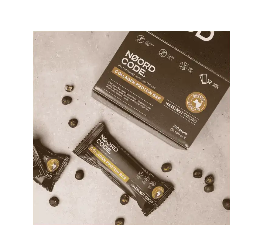 Organic Collagen Protein Bar Hazelnut Cacao Noordcode